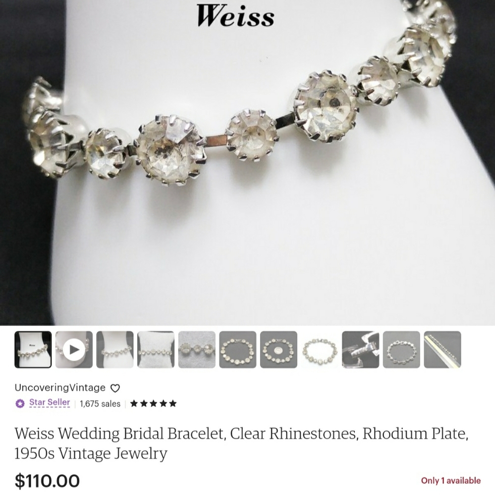 Vintage WEISS white rhinestone bracelet